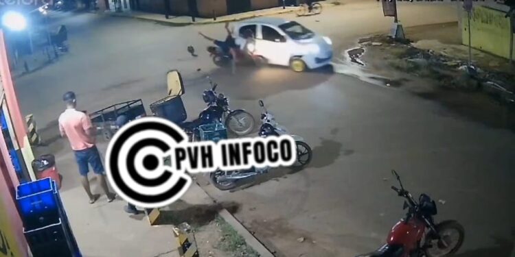 Vídeo: Acidente entre carro e moto deixa casal ferido e revela embriaguez ao volante em Porto Velho