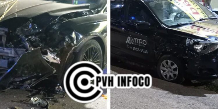 Colisão entre dois carros deixa uma pessoa ferida em Porto Velho