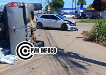 L200 Capota no Centro e Motorista Fica Ferido