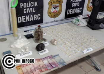 Denarc prende traficante com drogas e carregador de pistola na Vila Dnit em Porto Velho