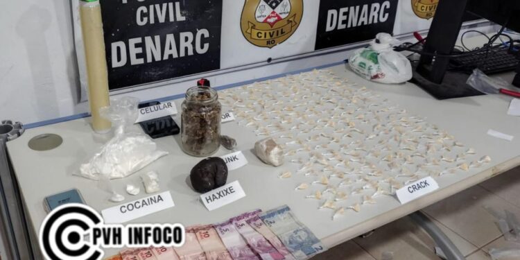 Denarc prende traficante com drogas e carregador de pistola na Vila Dnit em Porto Velho
