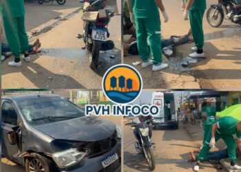 🚨 Idoso fica ferido após colisão entre carro e moto na zona sul de Porto Velho 🚨