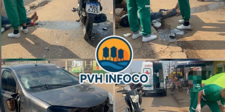 🚨 Idoso fica ferido após colisão entre carro e moto na zona sul de Porto Velho 🚨