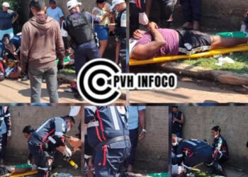 Grave colisão entre motos deixa duas pessoas feridas na zona leste de Porto Velho