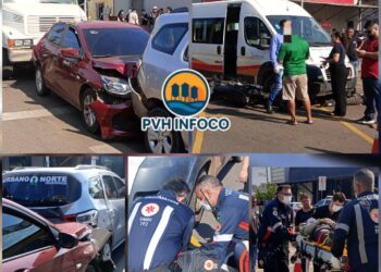 🚨 Acidente envolvendo cinco veículos deixa motociclista ferido no Centro de Porto Velho