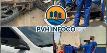 Motociclista fica ferido em acidente em frente à Escola Duque de Caxias