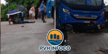 🚨 Grave acidente entre moto e ônibus deixa homem ferido em Porto Velho