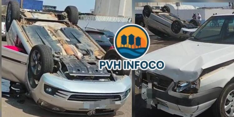 “Colisão entre veículos causa capotamento e deixa motorista ferido no centro de Porto Velho”