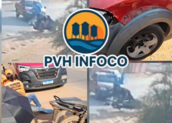 🚨 Grave acidente entre carro e moto deixa dois feridos na Avenida Calama, em Porto Velho