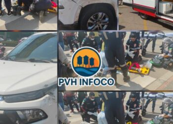 MOTOCICLISTA FICA EM ESTADO GRAVE APÓS ACIDENTE EM CRUZAMENTO DE PORTO VELHO