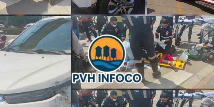 MOTOCICLISTA FICA EM ESTADO GRAVE APÓS ACIDENTE EM CRUZAMENTO DE PORTO VELHO