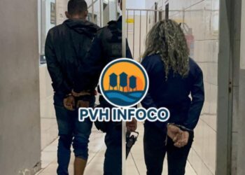 CASAL PRESO COM ARMA, DROGAS E MOTO ROUBADA APÓS PERSEGUIÇÃO NA CALAMA