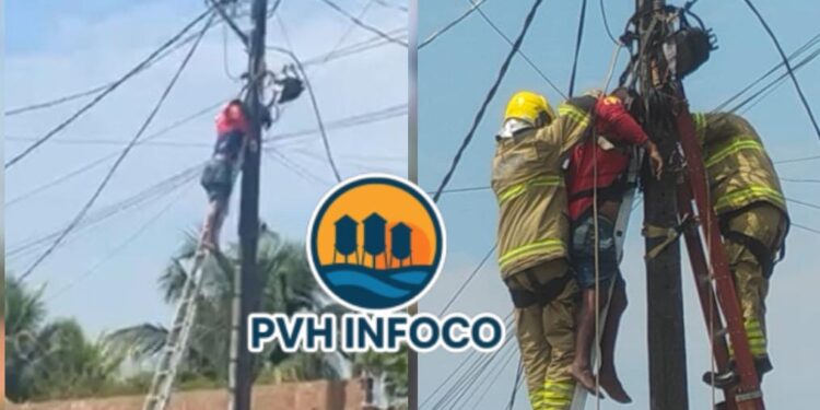 URGENTE: Homem sofre descarga elétrica ao subir em poste no bairro Jardim Santana