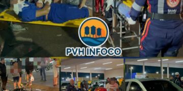 Grave acidente deixa três motociclistas feridos na noite deste sábado em Porto Velho