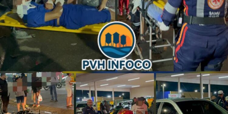 Grave acidente deixa três motociclistas feridos na noite deste sábado em Porto Velho